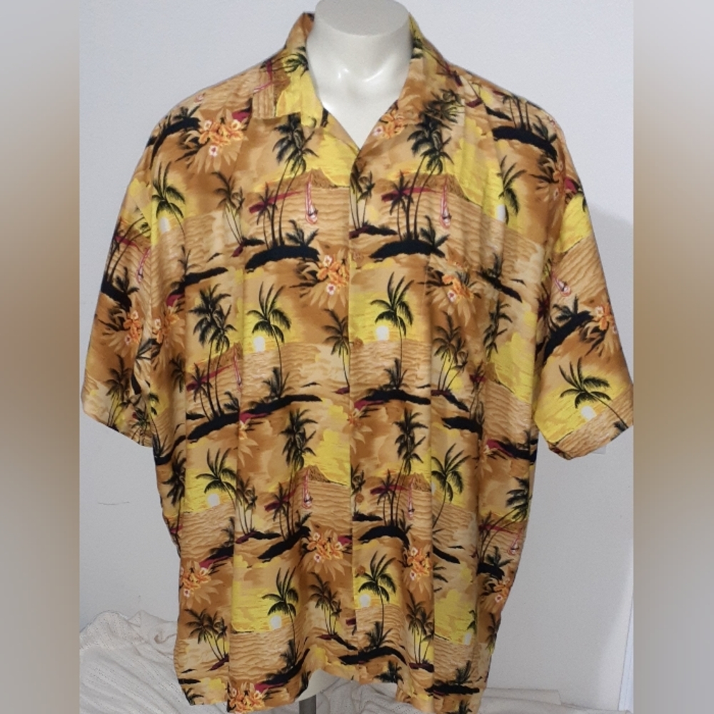 Rima Hawaiian Floral Beach Short Sleeve Shirt Size 3XL